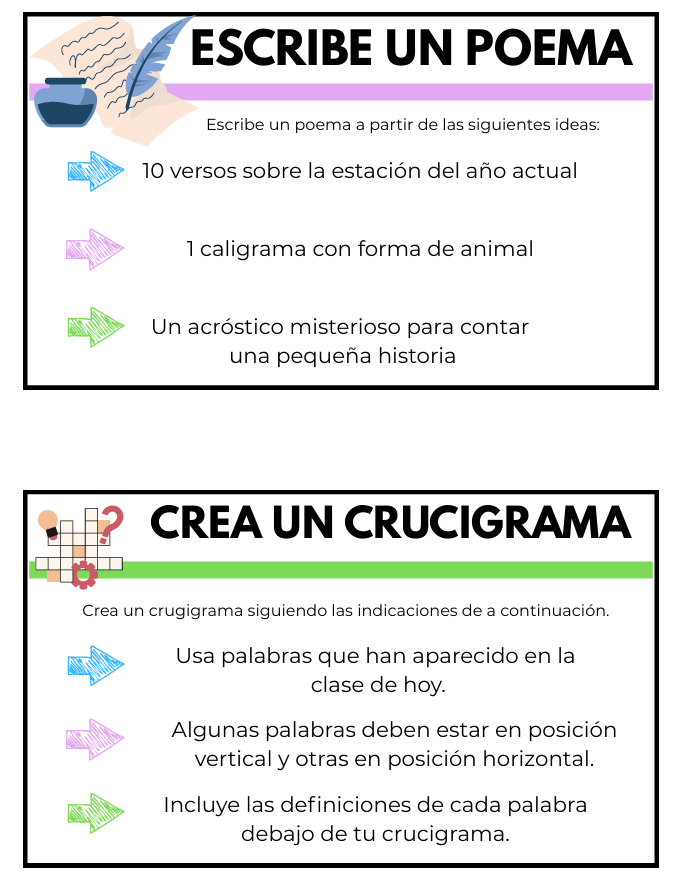 Fichas de "Ya he acabado" ejercicios